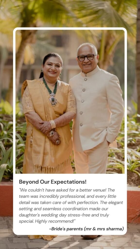 Wedding guest review highlighting luxury hospitality at Ambar Palms Resort in Faridabad